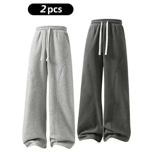 summervibes Men's Solid-Color Drawstring Pants with Curved Blade Design—Casual comfort, relaxed fit suitable for all seasons. Street-style men's trousers perfect for everyday wear and layering. Menswear Beige daily wear pant