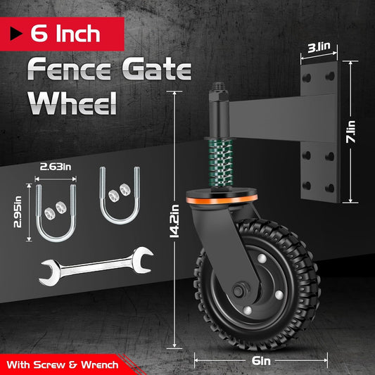 6 Inch Heavy Duty Fence Gate Wheel 500lb Capacity for Metal Tube Gates