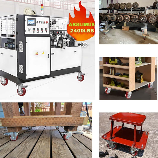 4 inch Casters Load 2400lbs -Includes 2 Sets of Adaptive Screws -Lockable Bearing Plate Heavy Duty Caster with Brakes