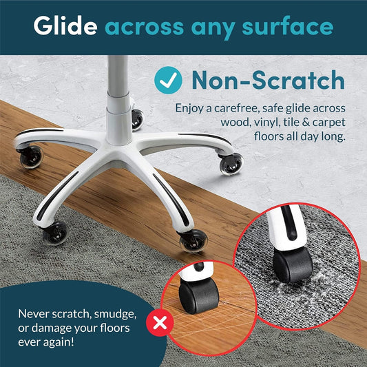 Original Office Chair Wheels Replacement Rubber Chair Casters for Hardwood Floors and Carpet