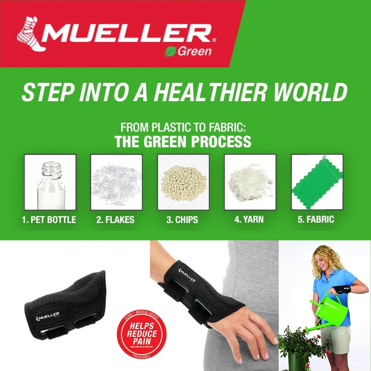 Green Fitted Wrist Brace for Men and Women, Wrist Pain Relief Support, Ideal for Carpal Tunnel, Tendonitis, Arthritis, Right Hand, Black