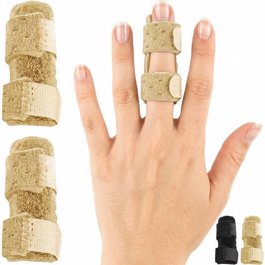 Finger Splint - Universal Finger Straightener - Broken and Trigger Finger Splints - Brace for Arthritis Pain and Support - Sprain Relief for Middle, Index, Ring, Pinky Fingers (Black)