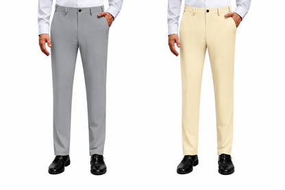 Alimens&Gentle Men's Stretch Dress Pants No Iron Golf Pants Expandable Waist Flat Front Business Casual Formal Pants