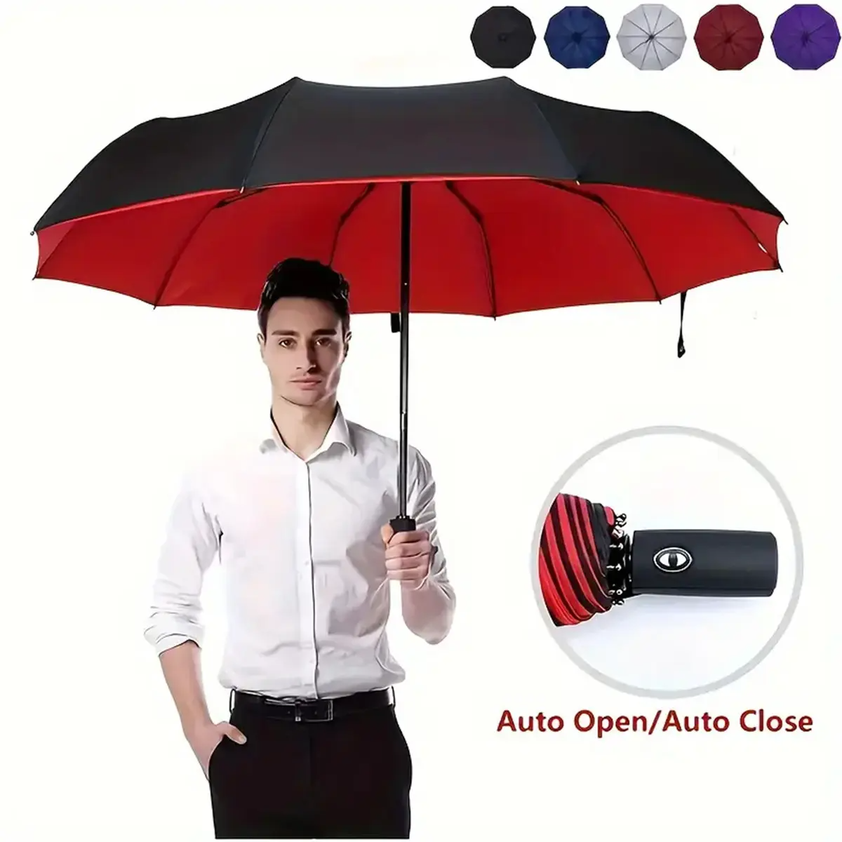 Automatic Folding Umbrella – Windproof & Waterproof | Compact Travel Umbrella for Men & Women