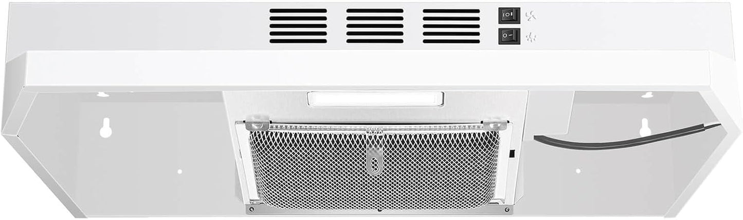 30 inch Range Hood Ducted/Ductless Convertible Stainless Steel Range Hood Under Cabinet with Rocker Button Control,Vent Hood with LED Light,2 Speed Exhaust Fan,Under Cabinet Hood,Silver