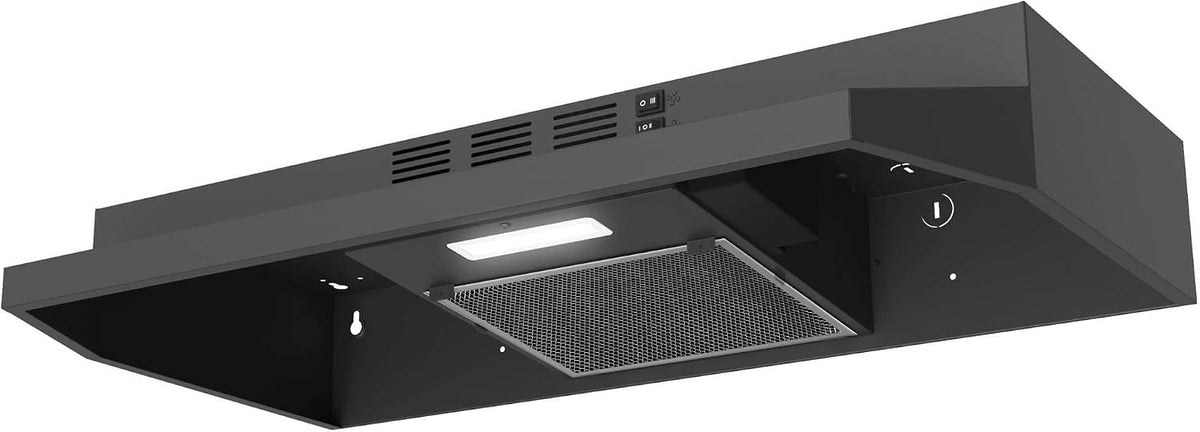 30 inch Range Hood Ducted/Ductless Convertible Stainless Steel Range Hood Under Cabinet with Rocker Button Control,Vent Hood with LED Light,2 Speed Exhaust Fan,Under Cabinet Hood,Silver