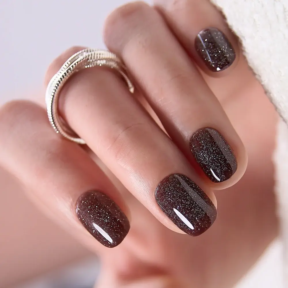 CurvLife 32-Piece Autumn Press-On Nails, Short Reusable Set