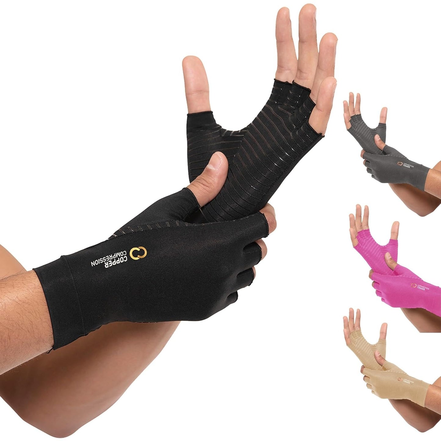 Copper Compression Arthritis Gloves | Fingerless Arthritis Carpal Tunnel Pain Relief Gloves For Men & Women