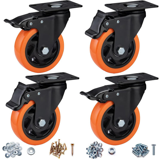 4" Caster Wheels, Casters Set of 4 Heavy Duty