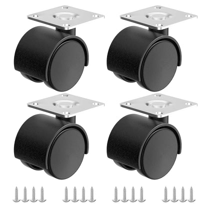 1.5 Inch Furniture Caster Wheels, Plastic Casters Set of 4