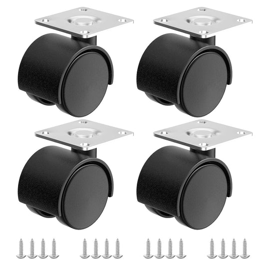 1.5 Inch Furniture Caster Wheels, Plastic Casters Set of 4