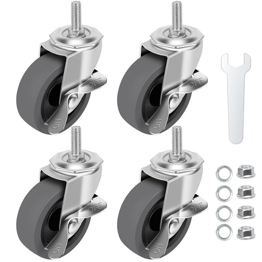 Caster Wheels, 3" Locking Swivel Stem Casters Set of 4