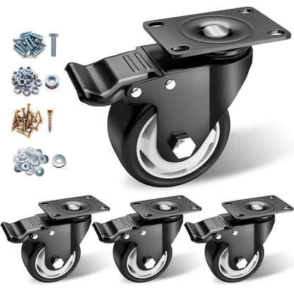 Caster Wheels - 3 Inch Casters Set of 4 Heavy Duty