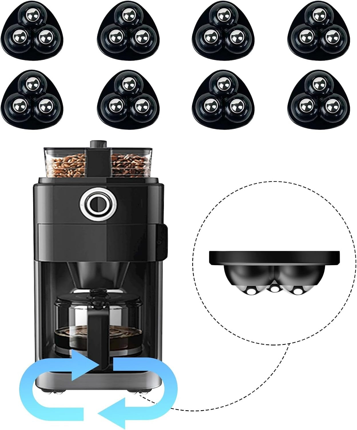 Self Adhesive Appliance Sliders 8 Pack Kitchen & Furniture Rollers