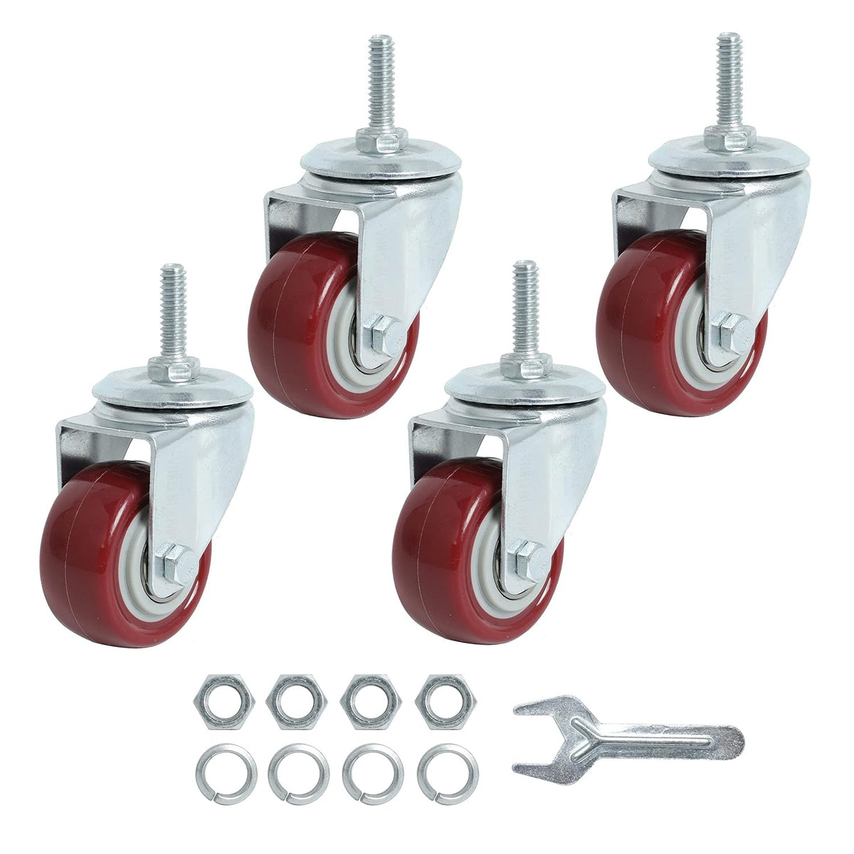 Swivel Caster Wheels 2 Inch Heavy Duty Threaded Stem Casters 1/4" - 20 x 1 Set of 4