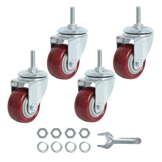 Swivel Caster Wheels 2 Inch Heavy Duty Threaded Stem Casters 1/4" - 20 x 1 Set of 4