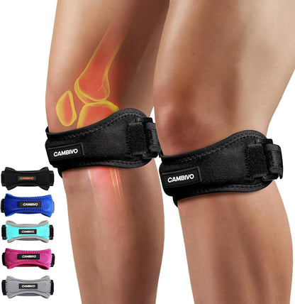 2 Pack Patella Tendon Knee Straps, Knee Brace for Women & Men with Extra Straps, Patella Bands for Pain Relief, Osgood Schlatter, Jumper’s Knee, Tendonitis, Running, Basketball, Volleyball
