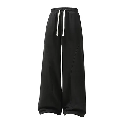 summervibes Men's Solid-Color Drawstring Pants with Curved Blade Design—Casual comfort, relaxed fit suitable for all seasons. Street-style men's trousers perfect for everyday wear and layering. Menswear Beige daily wear pant