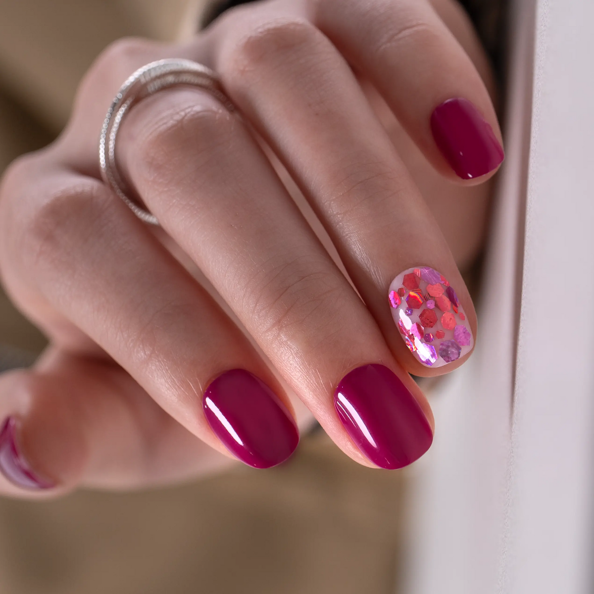 CurvLife 32-Piece Autumn Press-On Nails, Short Reusable Set