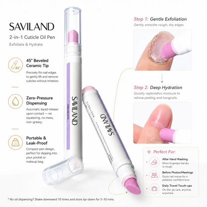 SAVILAND Cuticle Remover Pen 2-Pack | Ceramic Tip