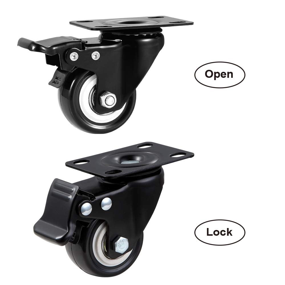 2" Caster Wheels Set of 4, Heavy Duty Casters with Brake