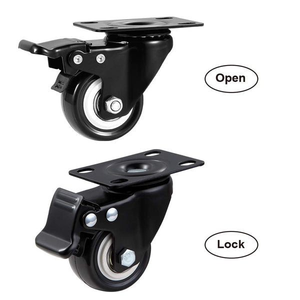 2" Caster Wheels Set of 4, Heavy Duty Casters with Brake