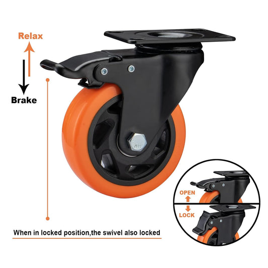 4" Caster Wheels, Casters Set of 4 Heavy Duty