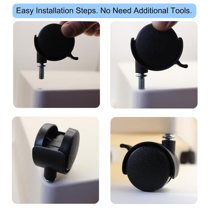 Swivel Caster Wheels 4 Pack 1.5 Inch Locking Casters with 6.25mm Diameter Straight-line Stem