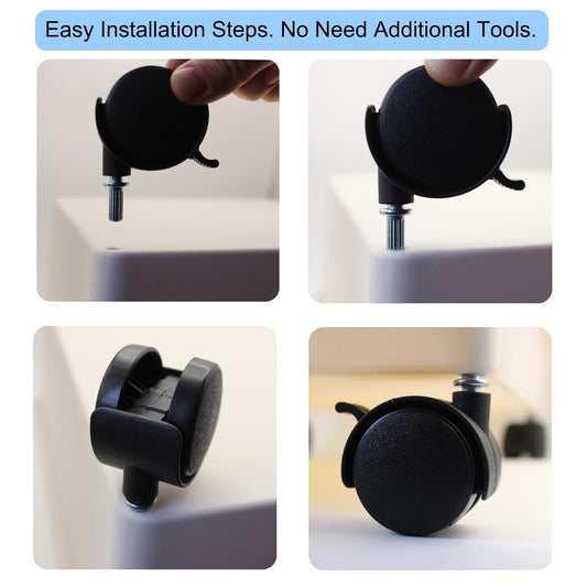 Swivel Caster Wheels 4 Pack 1.5 Inch Locking Casters with 6.25mm Diameter Straight-line Stem