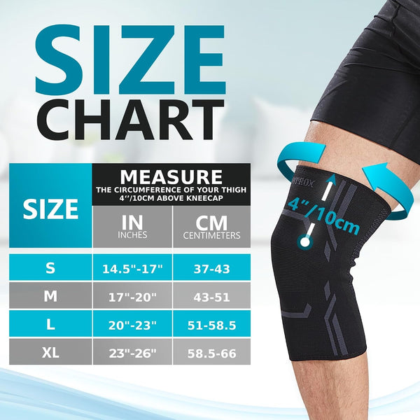 Knee Compression Sleeve for Men and Women (2 Pack), Knee Support Brace for Running and Work out