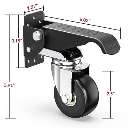 Retractable Casters Heavy Duty Casters with Lifting and Lowering Function Maximum Load of 700 lbs (4 casters) for Workbenches or Other Equipment