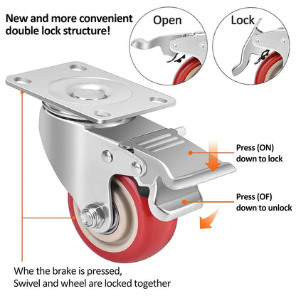 3 Inch Industrial Heavy Duty Swivel Caster Wheels with Brake