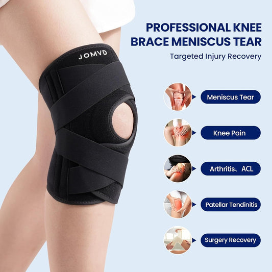 Knee Brace for Pain Relief & Meniscus Tear – Adjustable Support with Patella Gel Pad & Spring Stabilizers