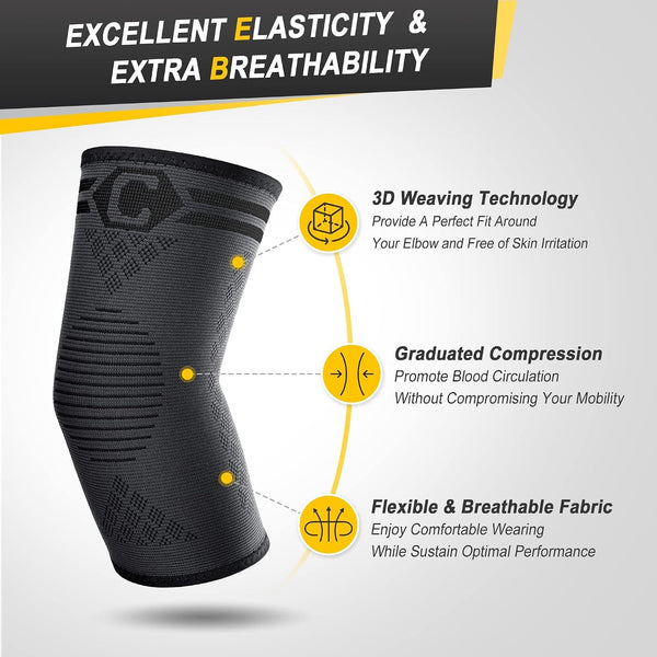2-Pack Elbow Brace for Tennis Elbow & Tendonitis – Compression Sleeve for Golfer's Elbow, Arthritis & Pain Relief | Men & Women