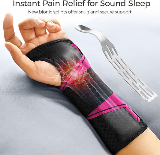 Carpal Tunnel Wrist Brace Night Support Fit Right Hand for Work, Pain Relief Wrist Splint for Tendonitis, Sprain, Strain