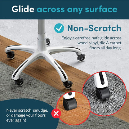 Original Office Chair Wheels  Replacement Rubber Chair Casters for Hardwood Floors and Carpet