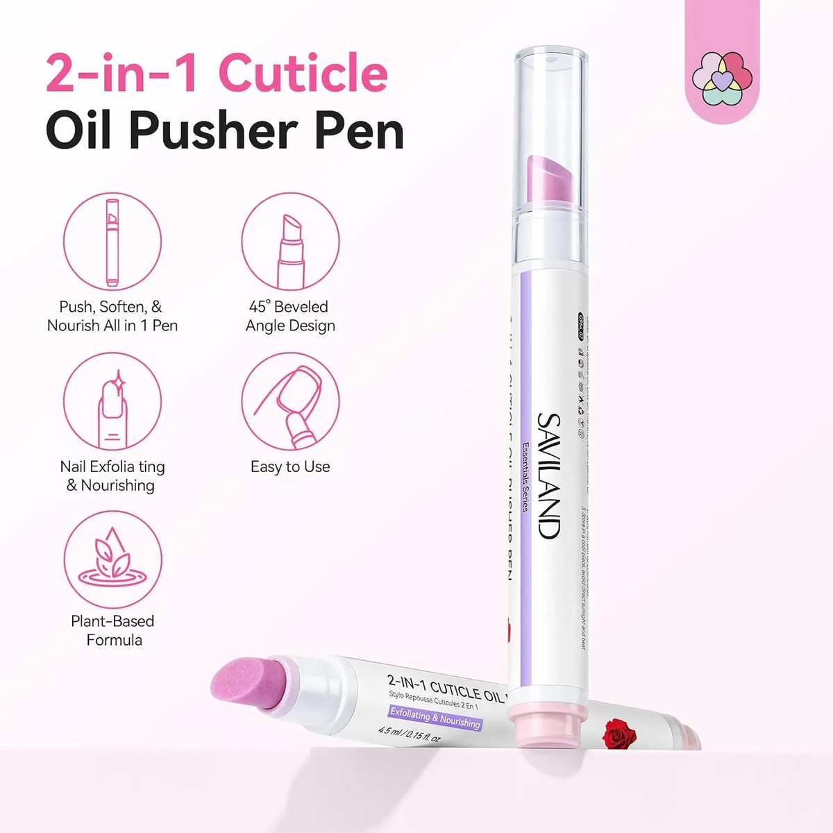 SAVILAND Cuticle Remover Pen 2-Pack | Ceramic Tip
