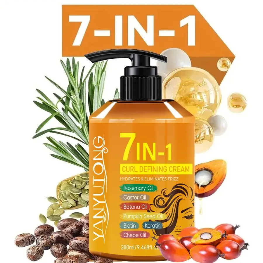 7-in-1 Hair Curling Cream with Argan Oil, Castor Oil & Rosemary