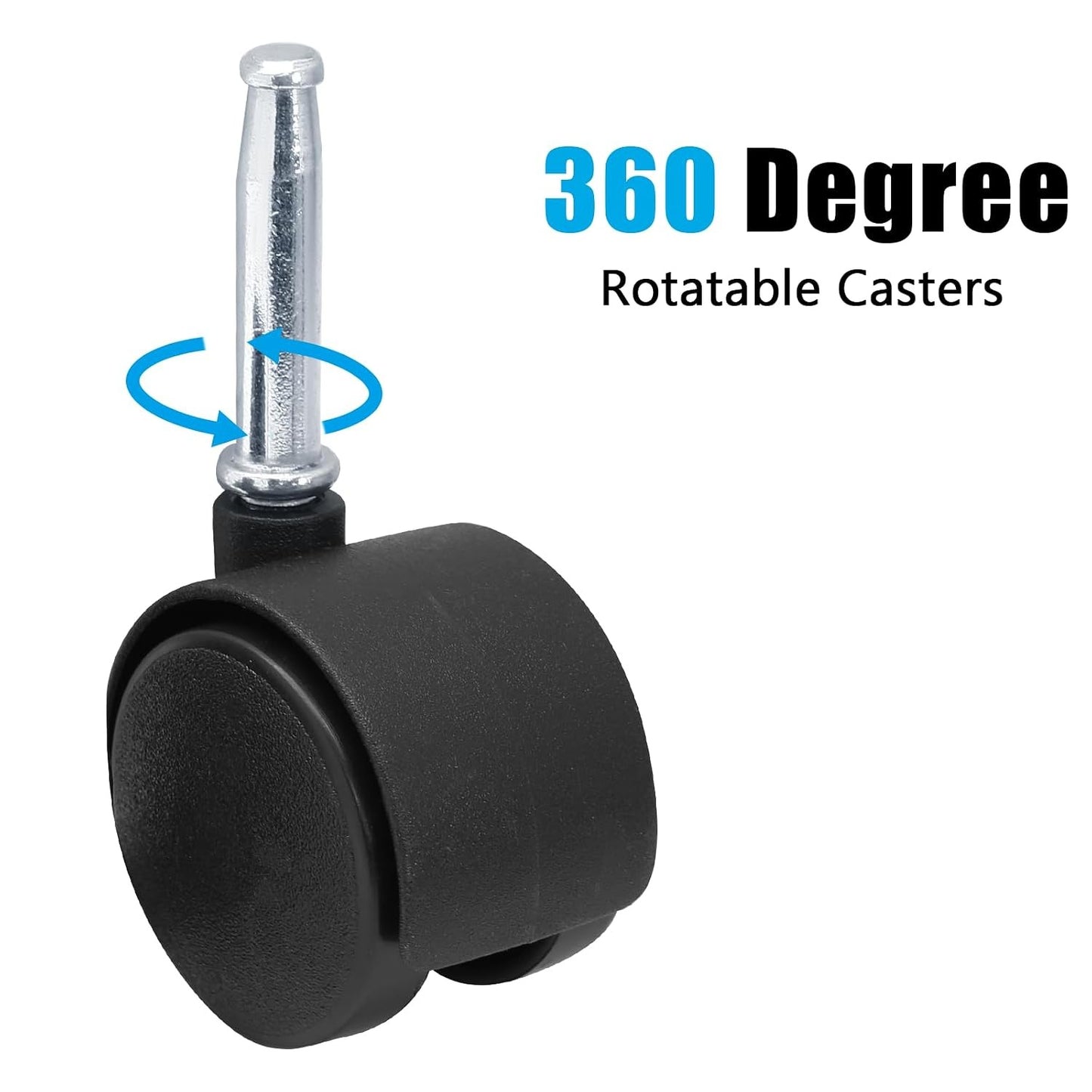 1.5 Inch Swivel Caster Wheels, M8 Grip Neck Stem, 4pcs | Heavy Duty
