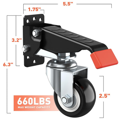 Workbench Casters kit 660 Lbs - Retractable Casters Heavy Duty Bench Caster Wheels Designed