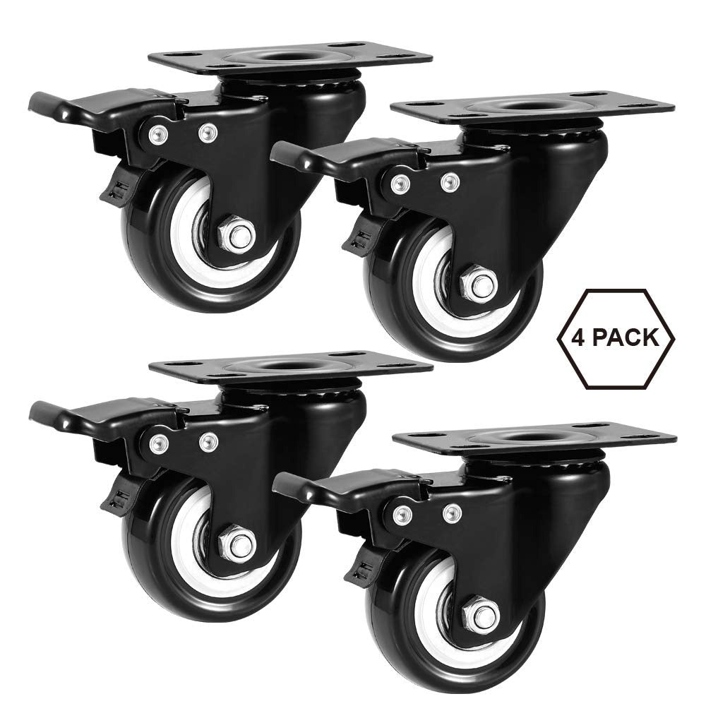 2" Caster Wheels Set of 4, Heavy Duty Casters with Brake