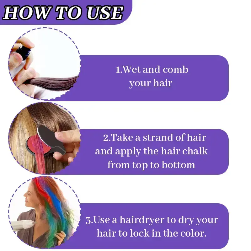 Temporary Hair Chalk & Glitter Set | Washable Color