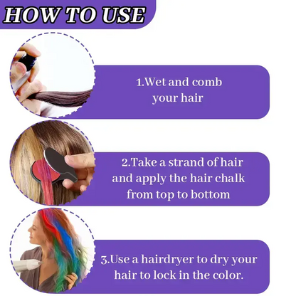 Temporary Hair Chalk & Glitter Set | Washable Color