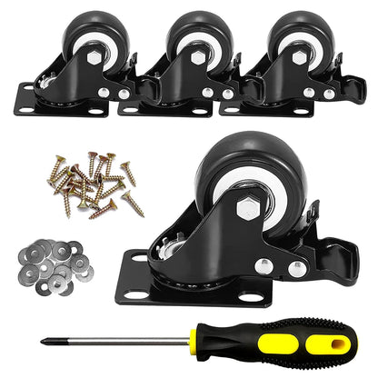 2" Swivel Casters Set of 4, Heavy Duty Locking Casters with Brakes