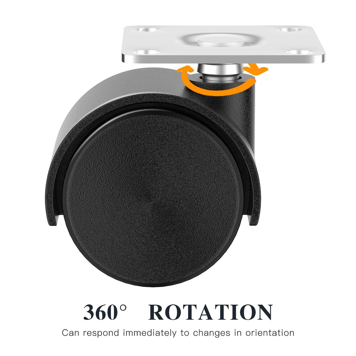1.5 Inch Furniture Caster Wheels, Plastic Casters Set of 4