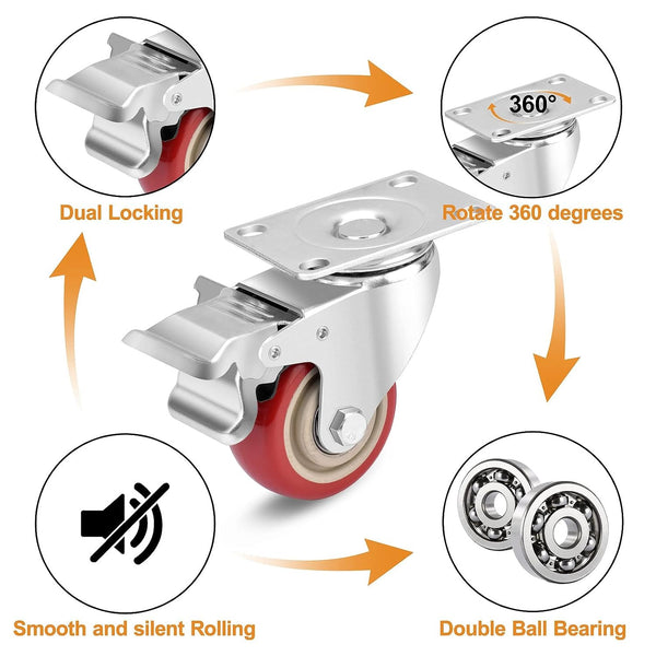 3 Inch Industrial Heavy Duty Swivel Caster Wheels with Brake