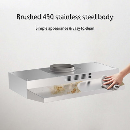 30 inch Range Hood Ducted/Ductless Convertible Stainless Steel Range Hood Under Cabinet with Rocker Button Control,Vent Hood with LED Light,2 Speed Exhaust Fan,Under Cabinet Hood,Silver