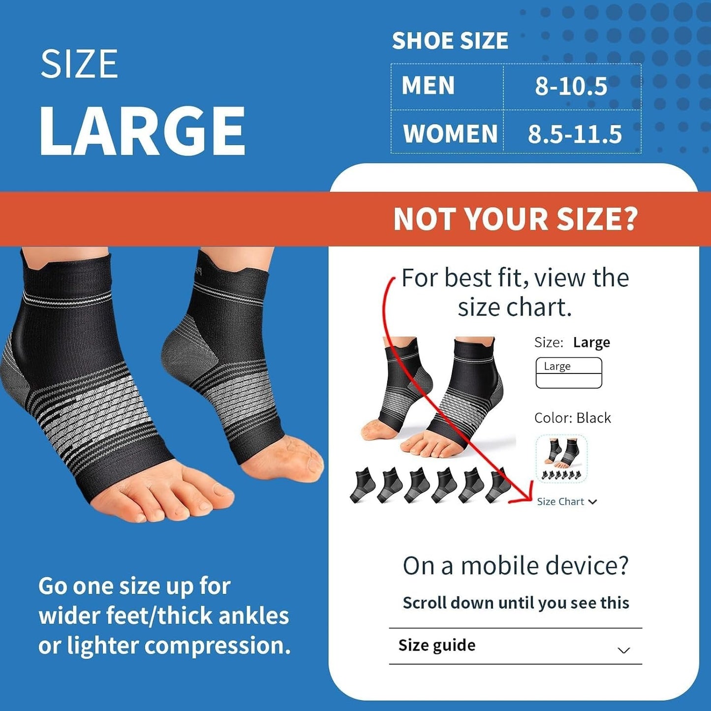 Plantar Fasciitis Socks for Men & Women, Ankle Brace Compression Socks with Arch Support for Achilles Tendonitis, Heel Pain, Swelling & Arthritis Relief, Black