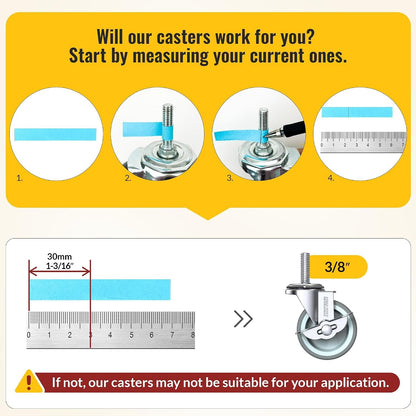 Caster Wheels 3 inch Locking Casters Set of 4