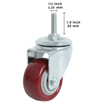 Swivel Caster Wheels 2 Inch Heavy Duty Threaded Stem Casters 1/4" - 20 x 1 Set of 4